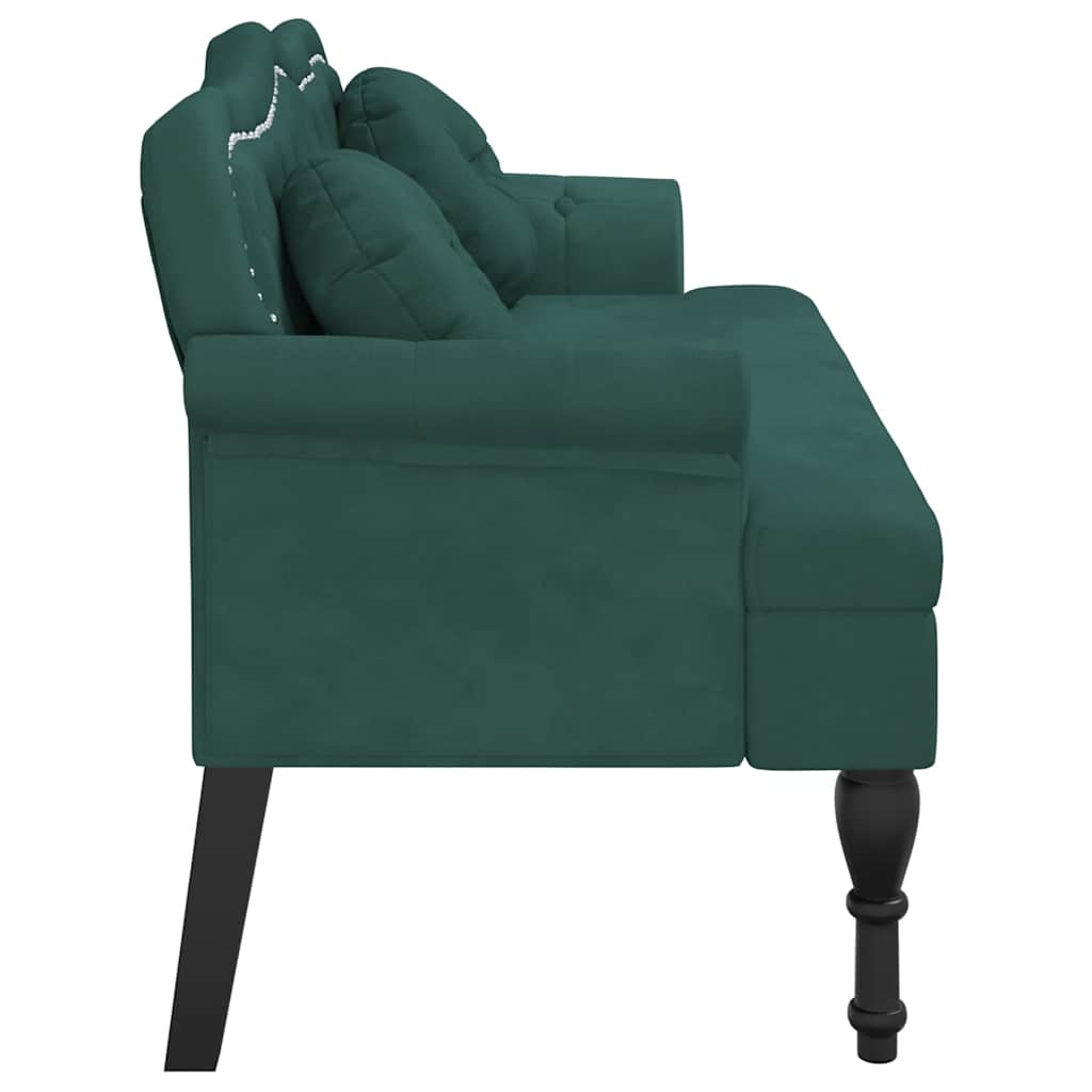 Bench with Cushions Dark Green 120.5x65x75 cm Velvet