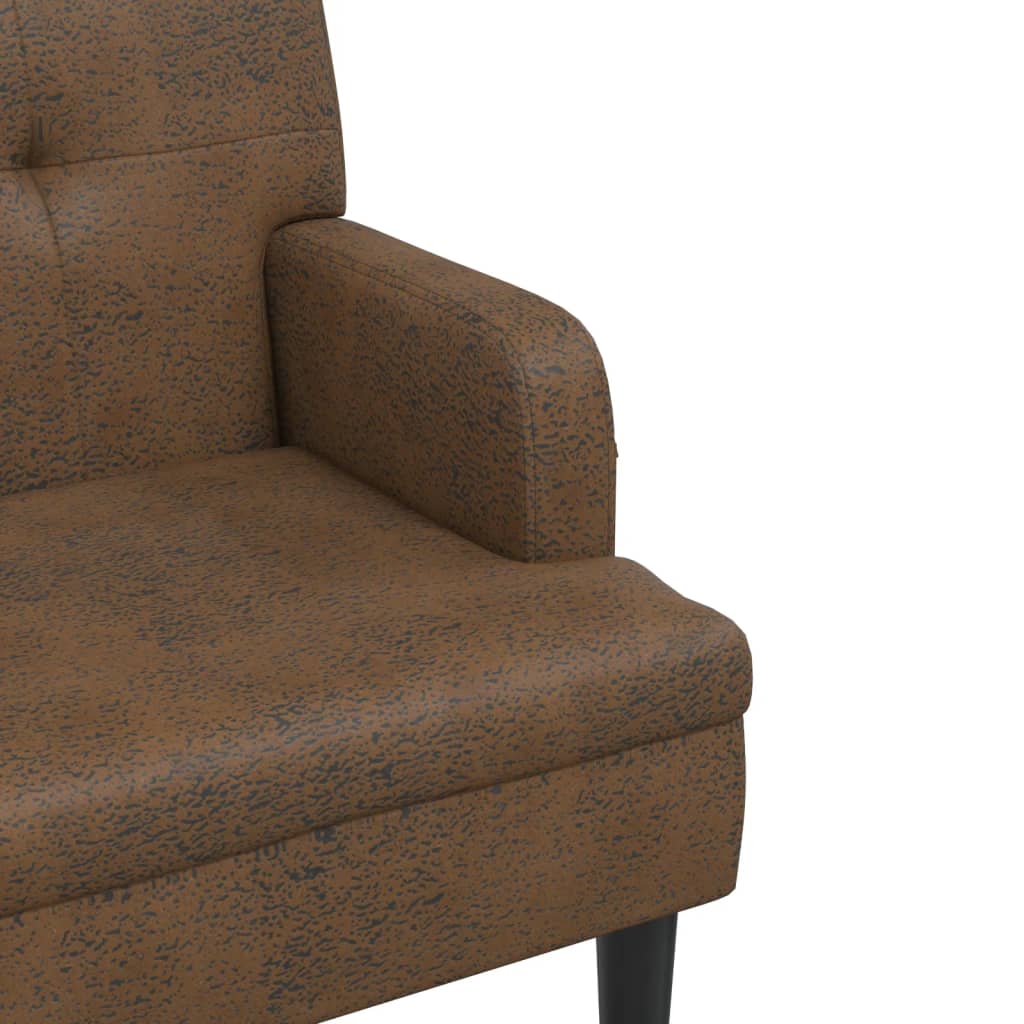 Bench with Backrest Brown 112x65.5x75 cm Faux Suede Leather