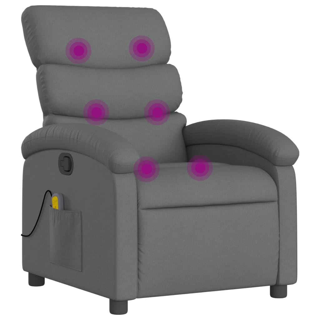 Massage Recliner Chair Dark Grey Fabric