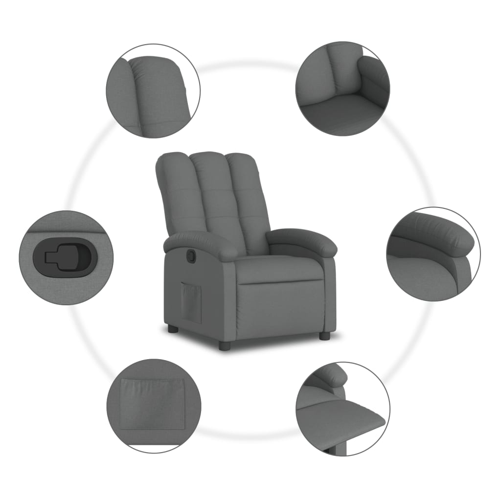 Recliner Chair Dark Grey Fabric