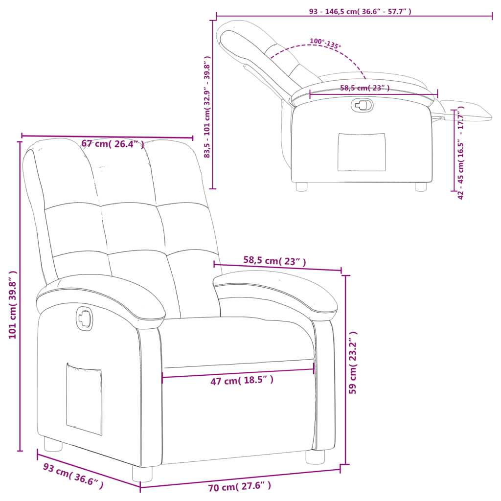 Recliner Chair Dark Grey Fabric