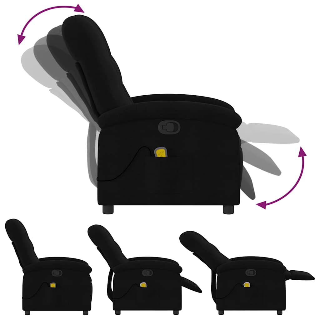 Massage Recliner Chair Black Fabric