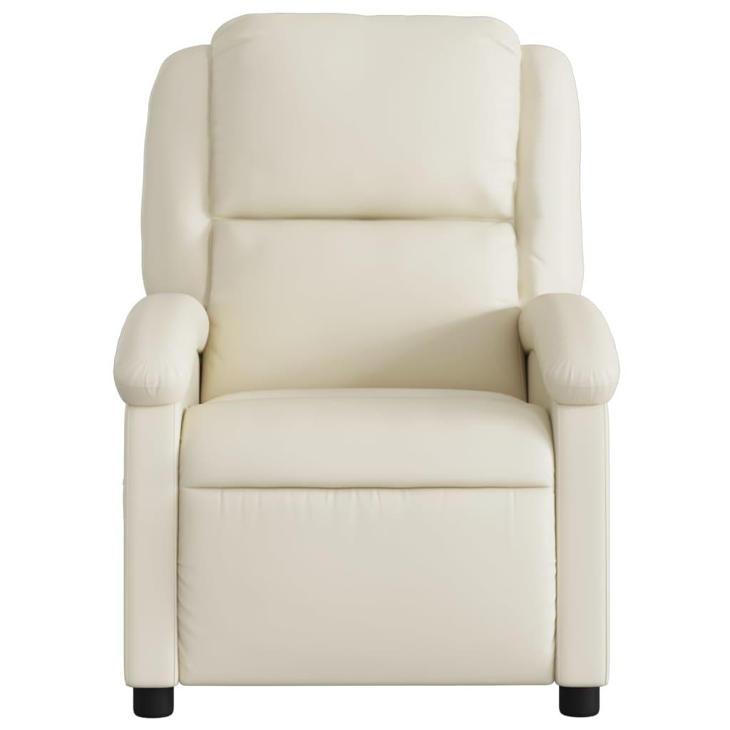Massage Recliner Chair Cream Faux Leather