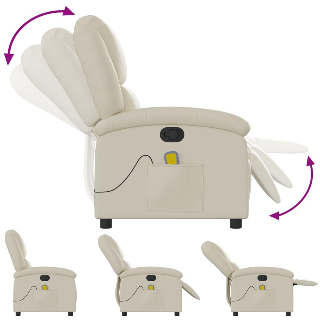 Massage Recliner Chair Cream Faux Leather