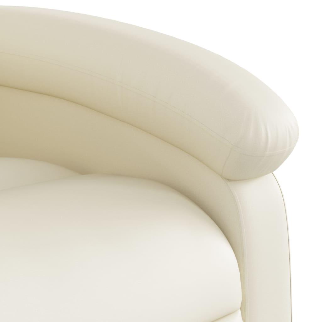 Massage Recliner Chair Cream Faux Leather