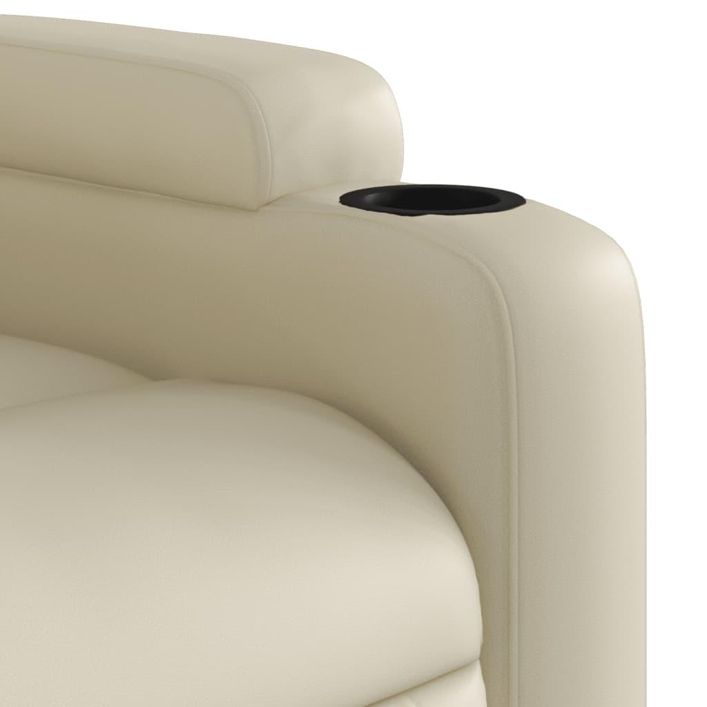 Massage Recliner Chair Cream Faux Leather