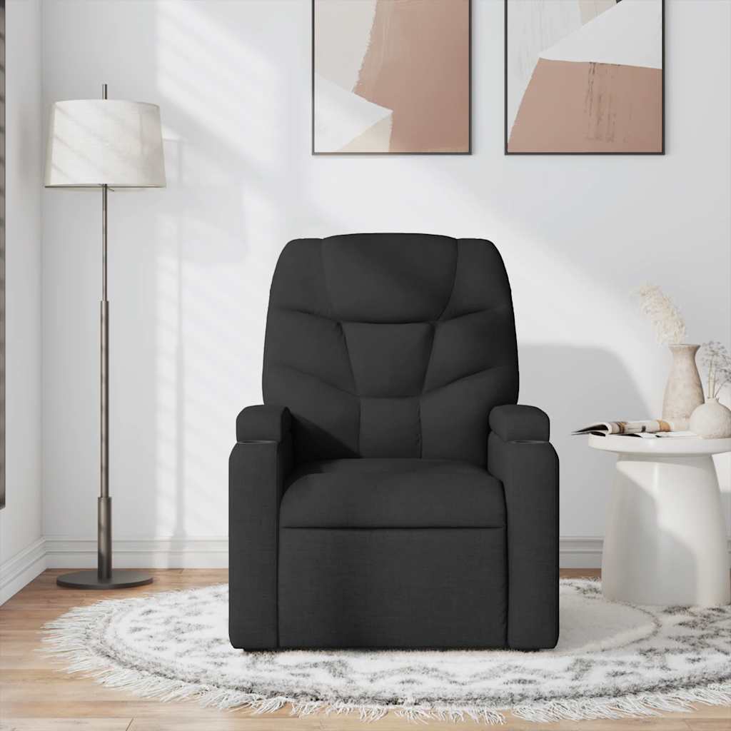 Massage Recliner Chair Black Fabric