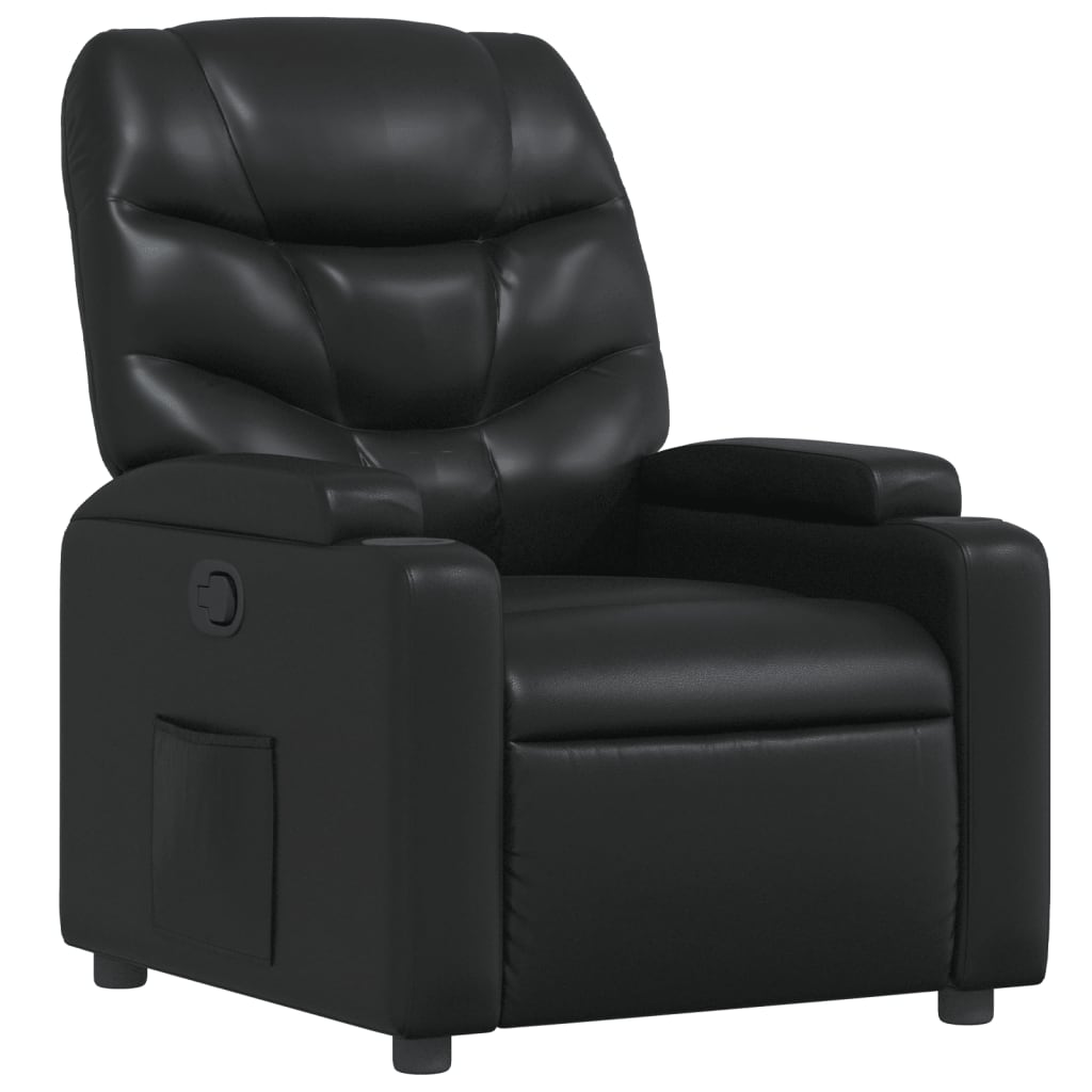 Recliner Chair Black Faux Leather