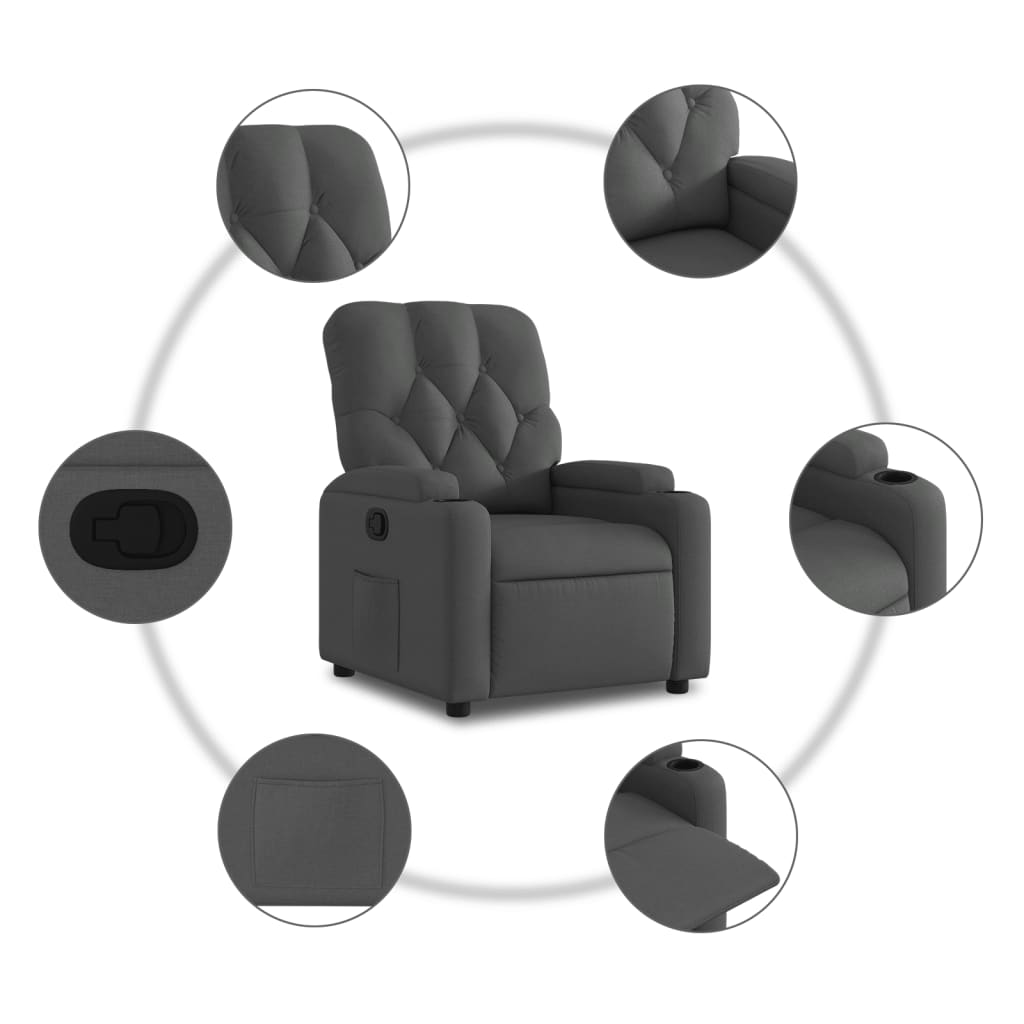 Recliner Chair Dark Grey Fabric