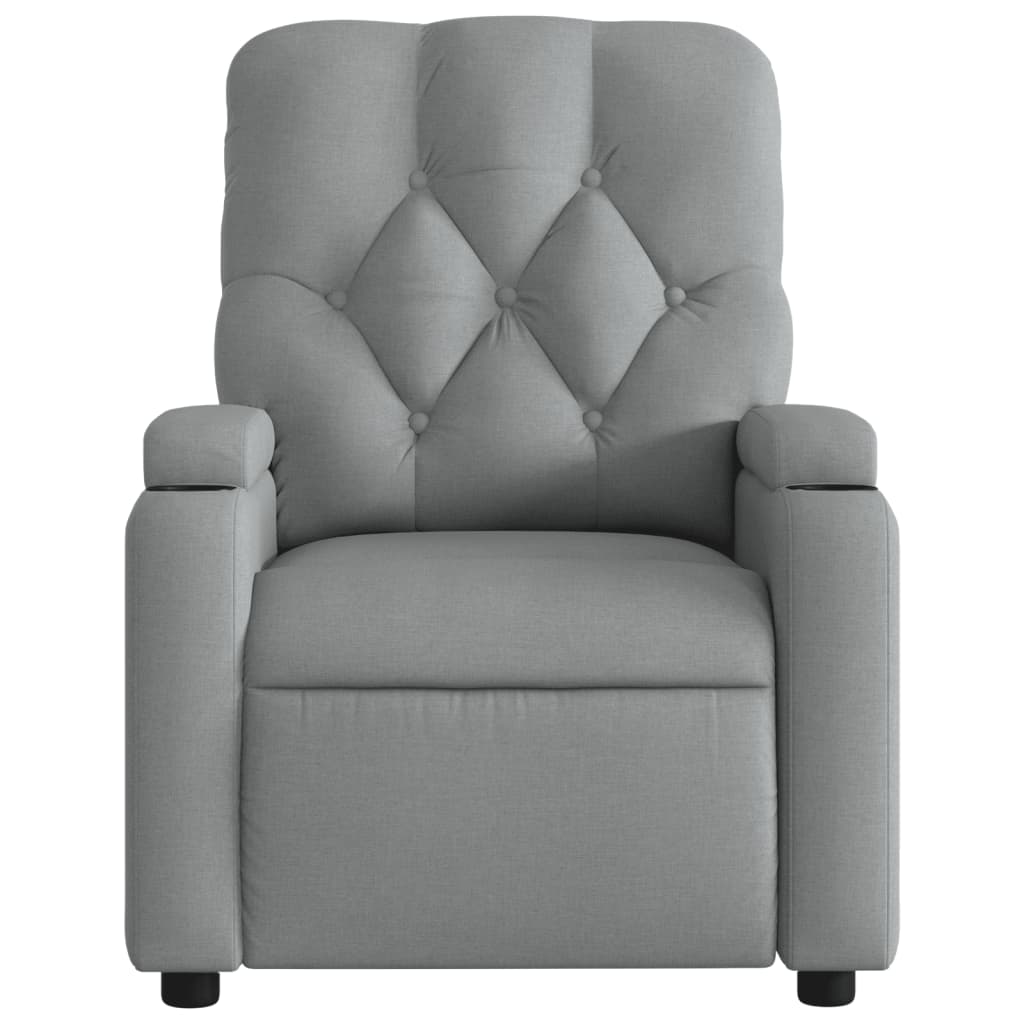 Massage Recliner Chair Light Grey Fabric