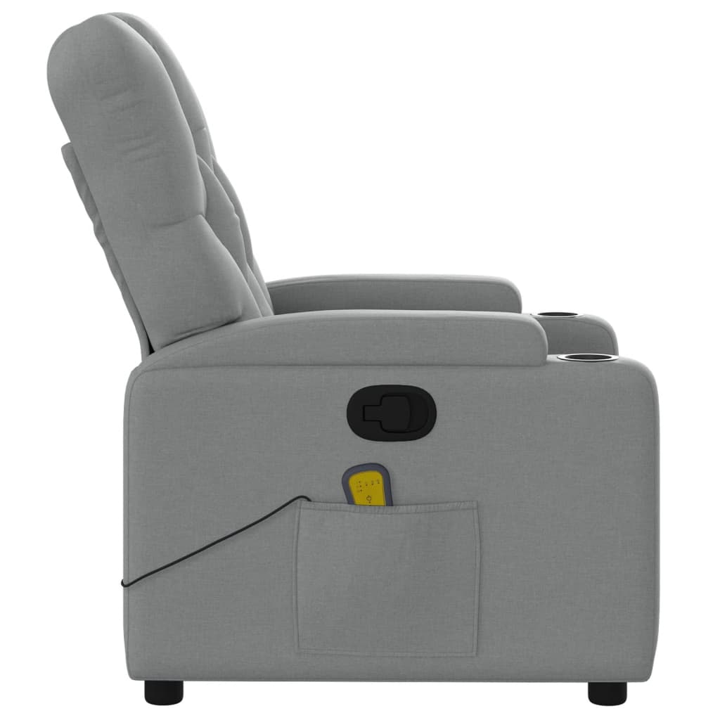 Massage Recliner Chair Light Grey Fabric