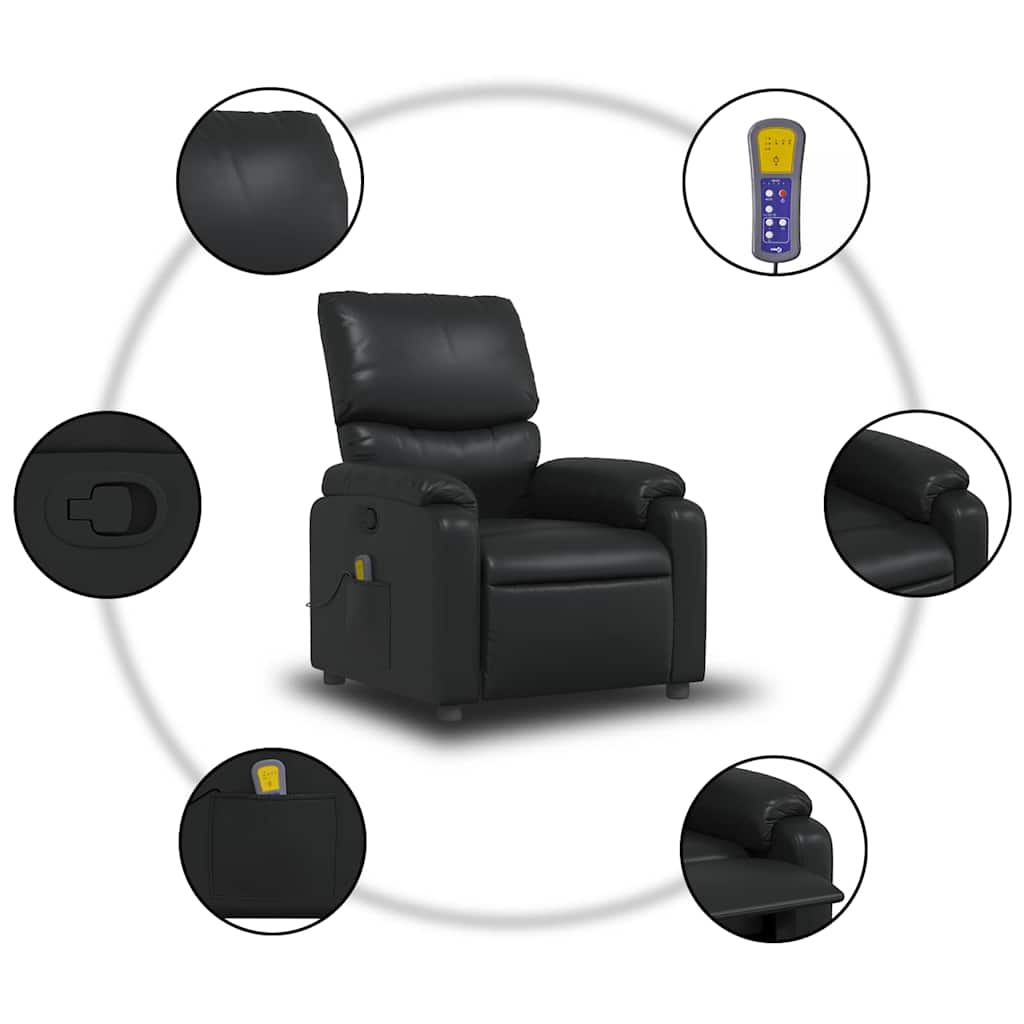 Massage Recliner Chair Black Faux Leather