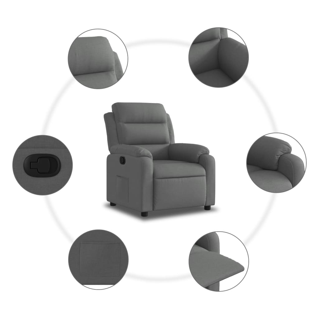 Recliner Chair Dark Grey Fabric