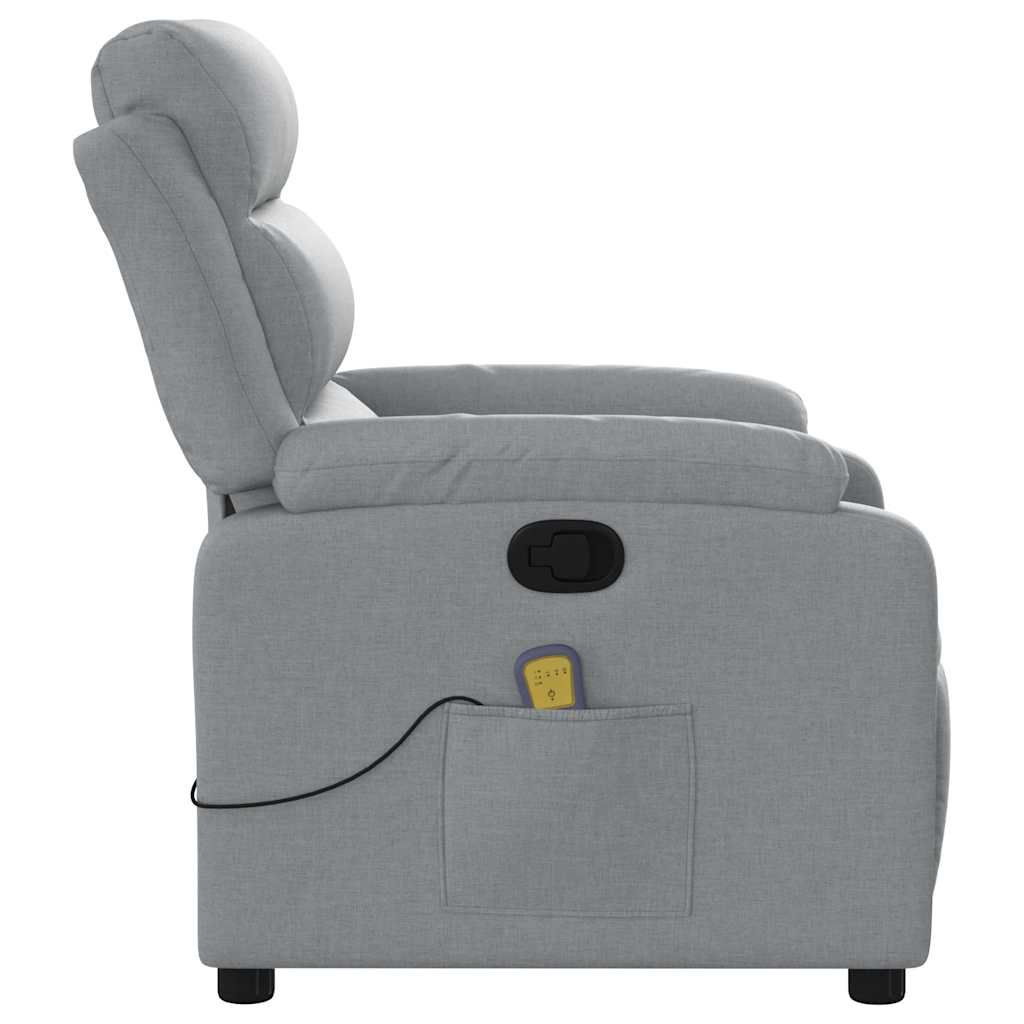 Massage Recliner Chair Light Grey Fabric