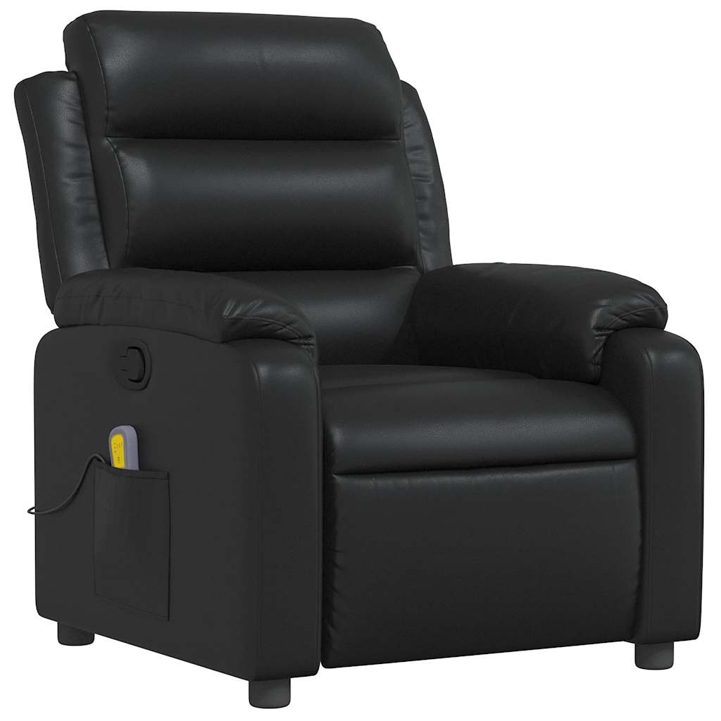 Massage Recliner Chair Black Faux Leather