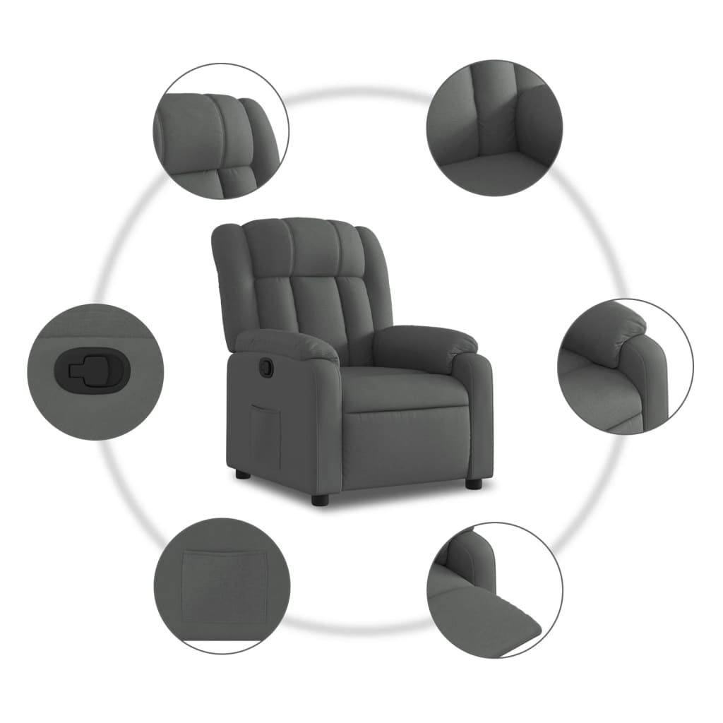 Recliner Chair Dark Grey Fabric