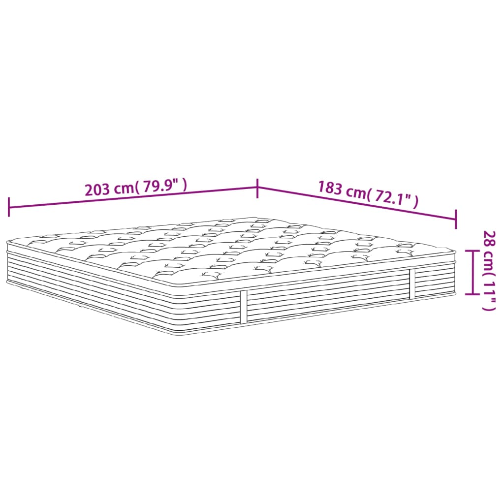 Pocket Spring Mattress Medium 183x203 cm King Size