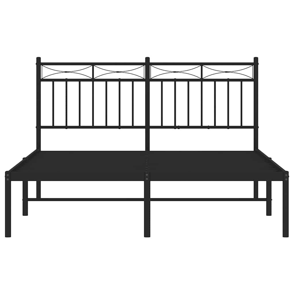 Metal Bed Frame without Mattress with Headboard Black 135x190 cm
