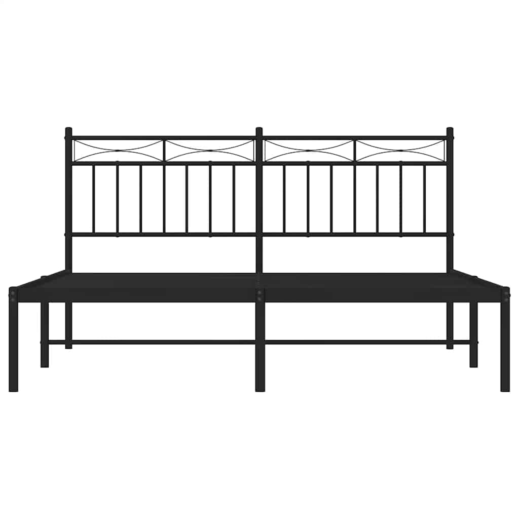 Metal Bed Frame without Mattress with Headboard Black 150x200 cm