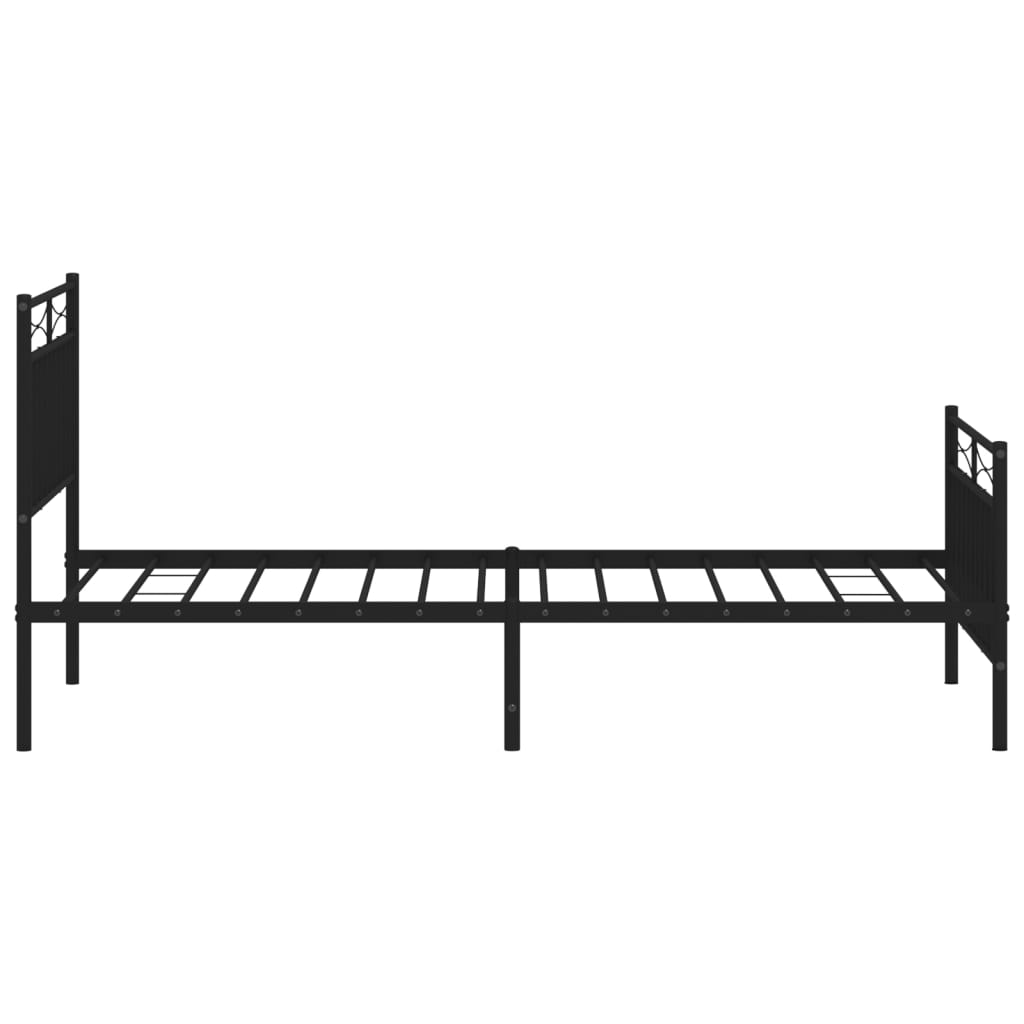 Metal Bed Frame without Mattress with Footboard Black 90x190 cm