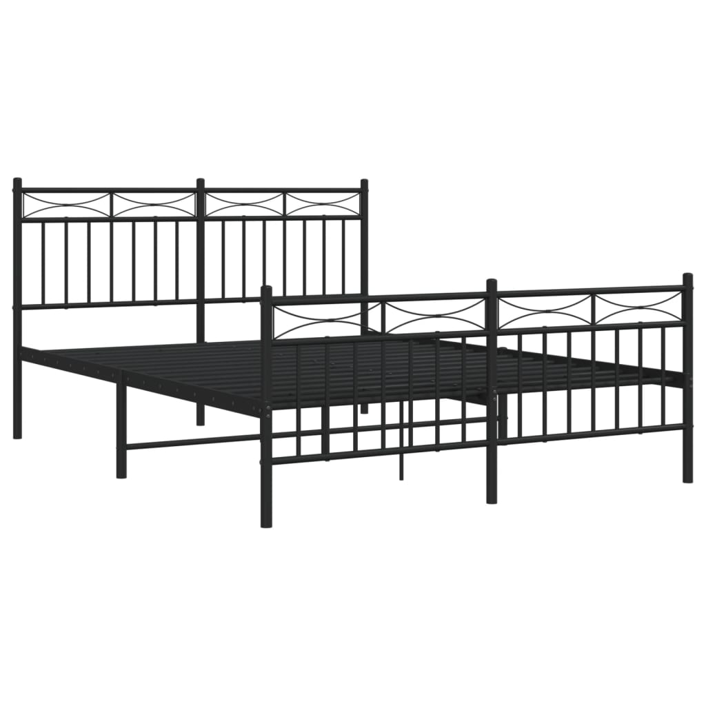 Metal Bed Frame without Mattress with Footboard Black 135x190 cm