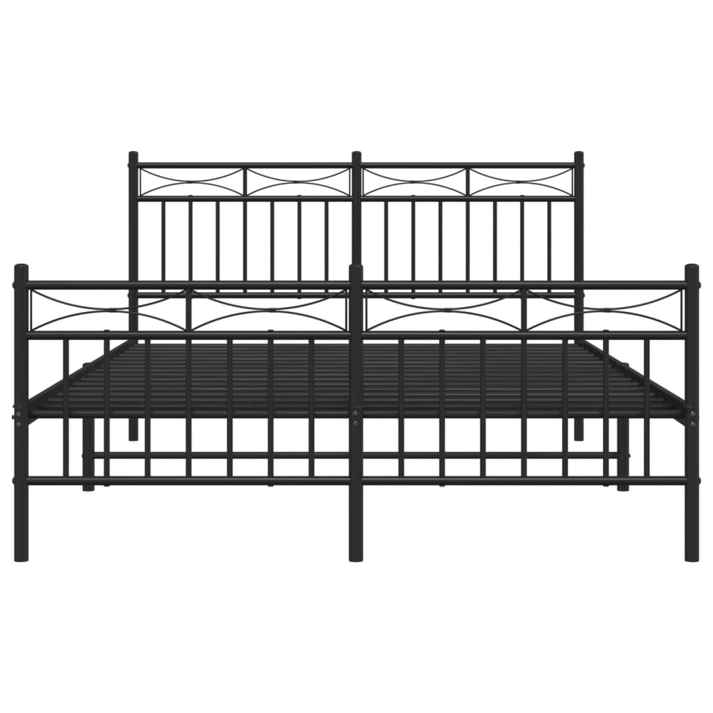 Metal Bed Frame without Mattress with Footboard Black 135x190 cm