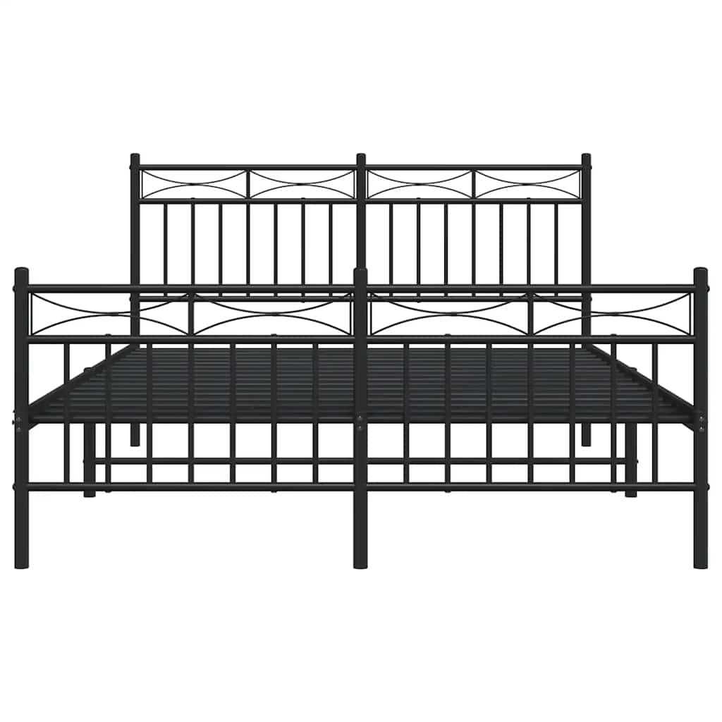 Metal Bed Frame without Mattress with Footboard Black 135x190 cm