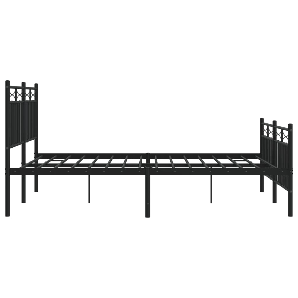 Metal Bed Frame without Mattress with Footboard Black 135x190 cm