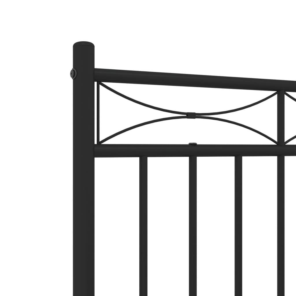 Metal Bed Frame without Mattress with Footboard Black 135x190 cm