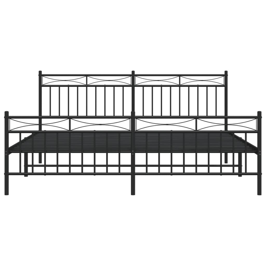 Metal Bed Frame without Mattress with Footboard Black 183x203 cm King