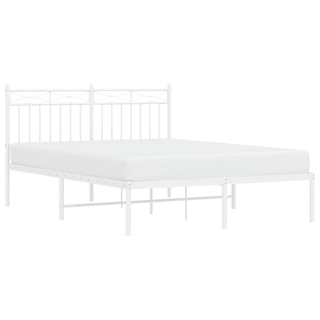 Metal Bed Frame without Mattress with Headboard White 135x190 cm