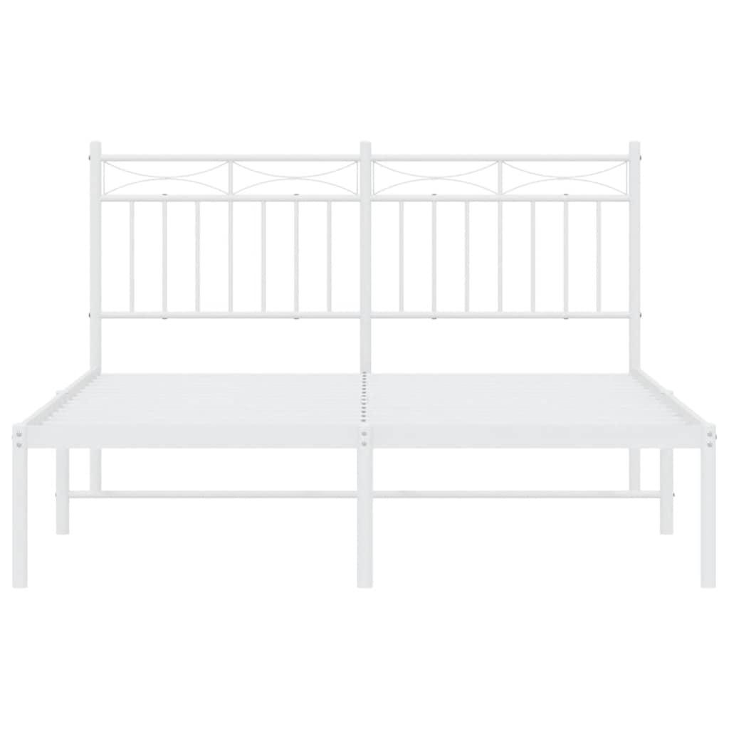 Metal Bed Frame without Mattress with Headboard White 135x190 cm