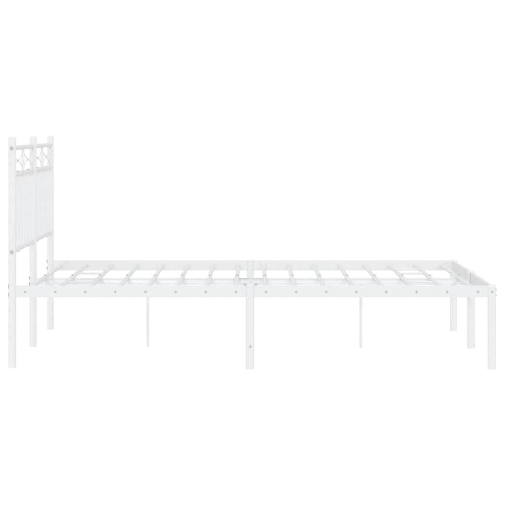 Metal Bed Frame without Mattress with Headboard White 135x190 cm