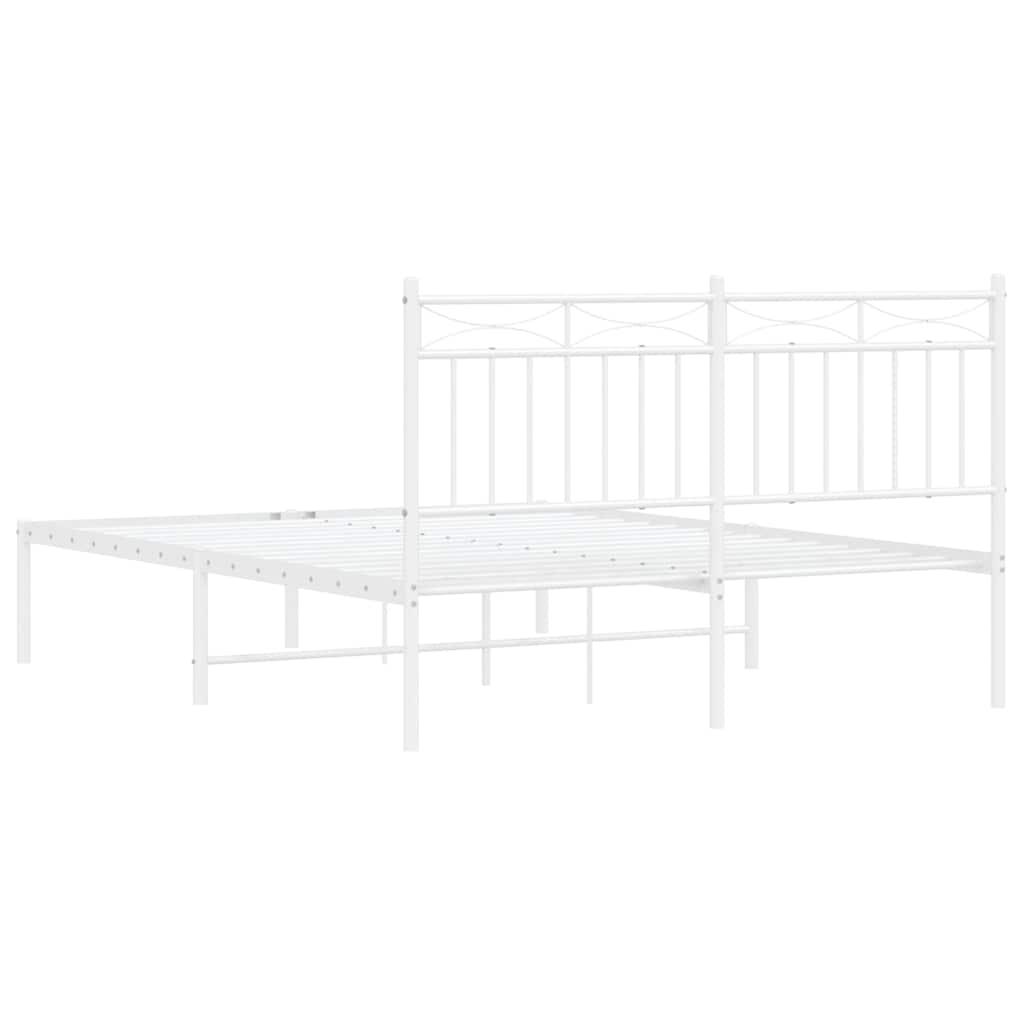 Metal Bed Frame without Mattress with Headboard White 135x190 cm