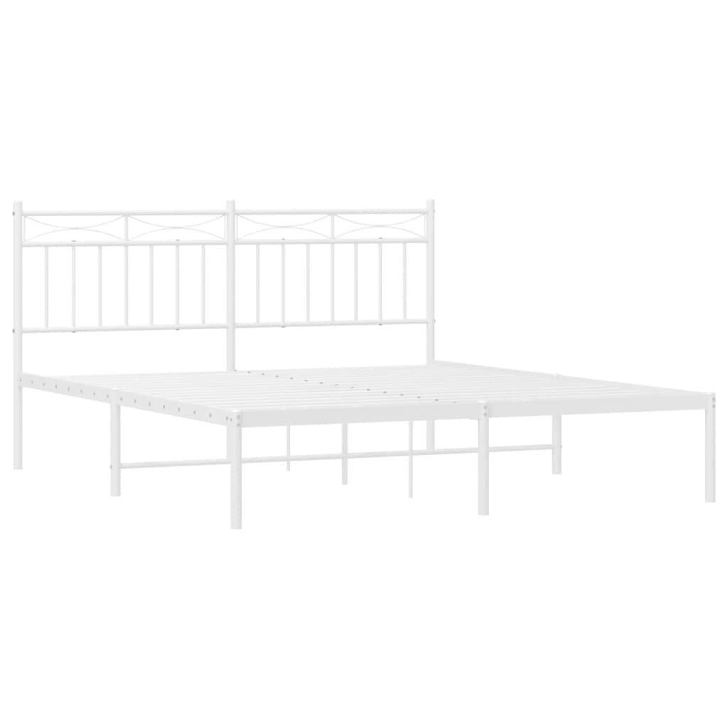 Metal Bed Frame without Mattress with Headboard White 150x200 cm