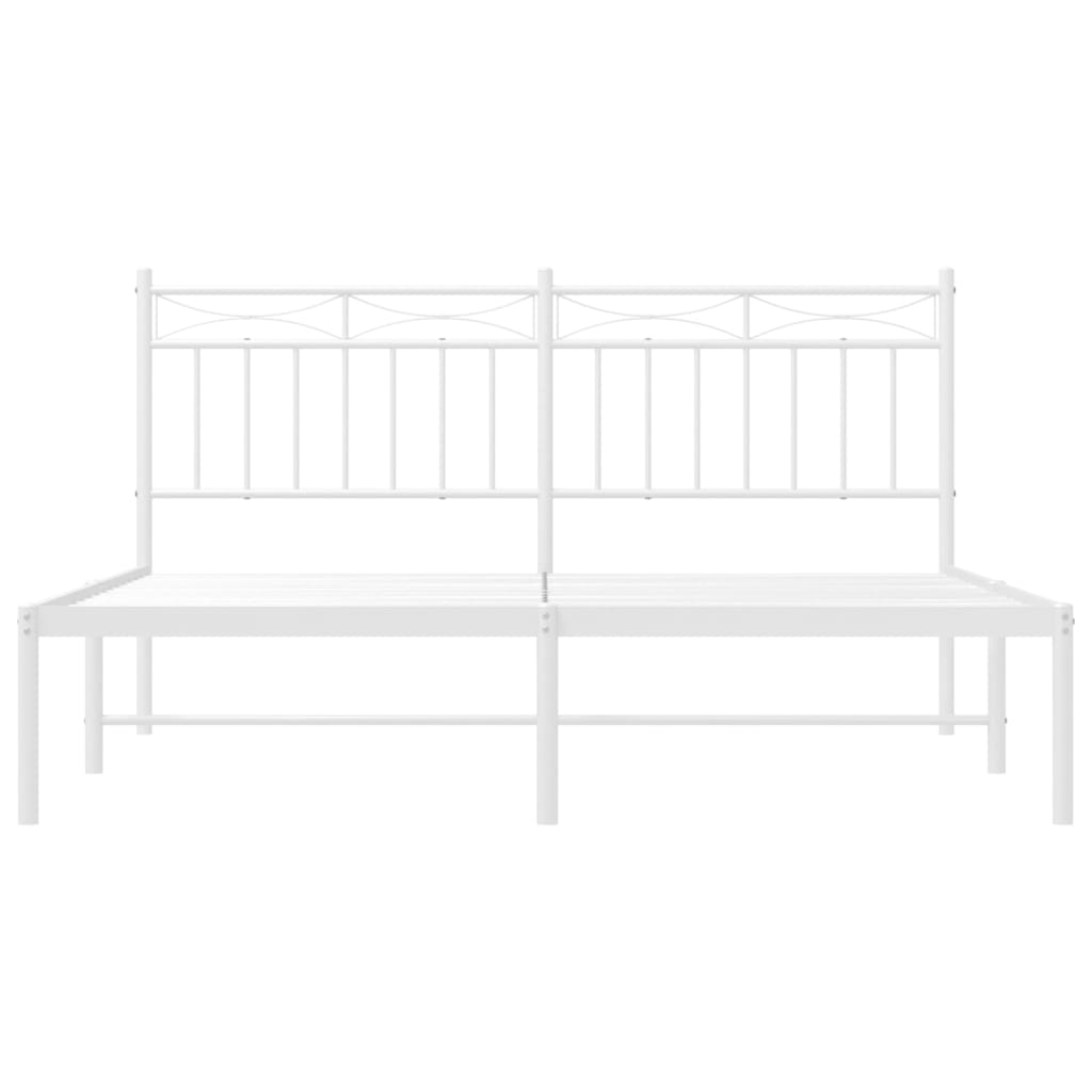 Metal Bed Frame without Mattress with Headboard White 150x200 cm