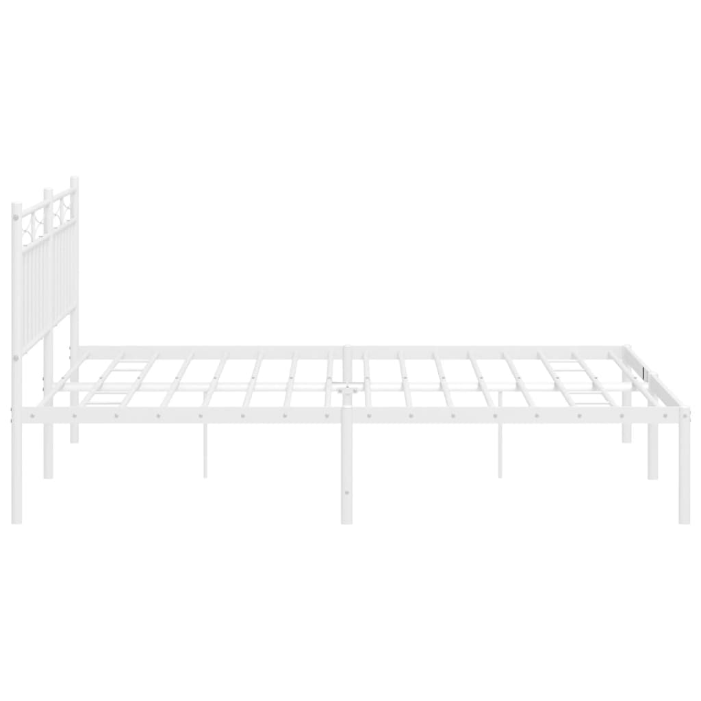 Metal Bed Frame without Mattress with Headboard White 150x200 cm