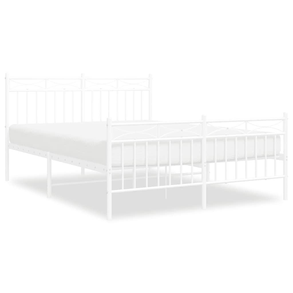 Metal Bed Frame without Mattress with Footboard White 135x190 cm