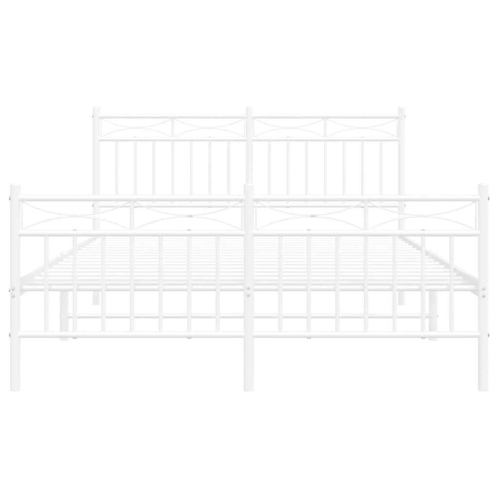 Metal Bed Frame without Mattress with Footboard White 135x190 cm