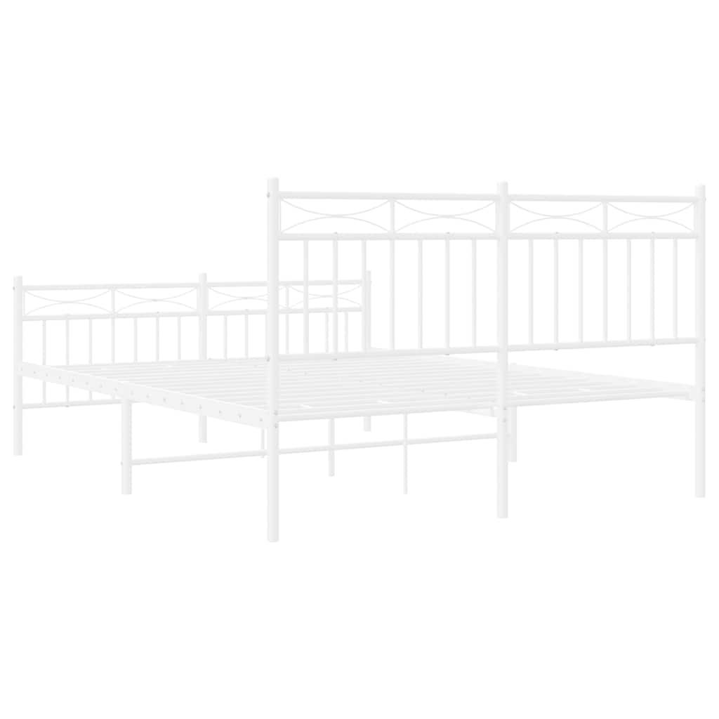 Metal Bed Frame without Mattress with Footboard White 135x190 cm