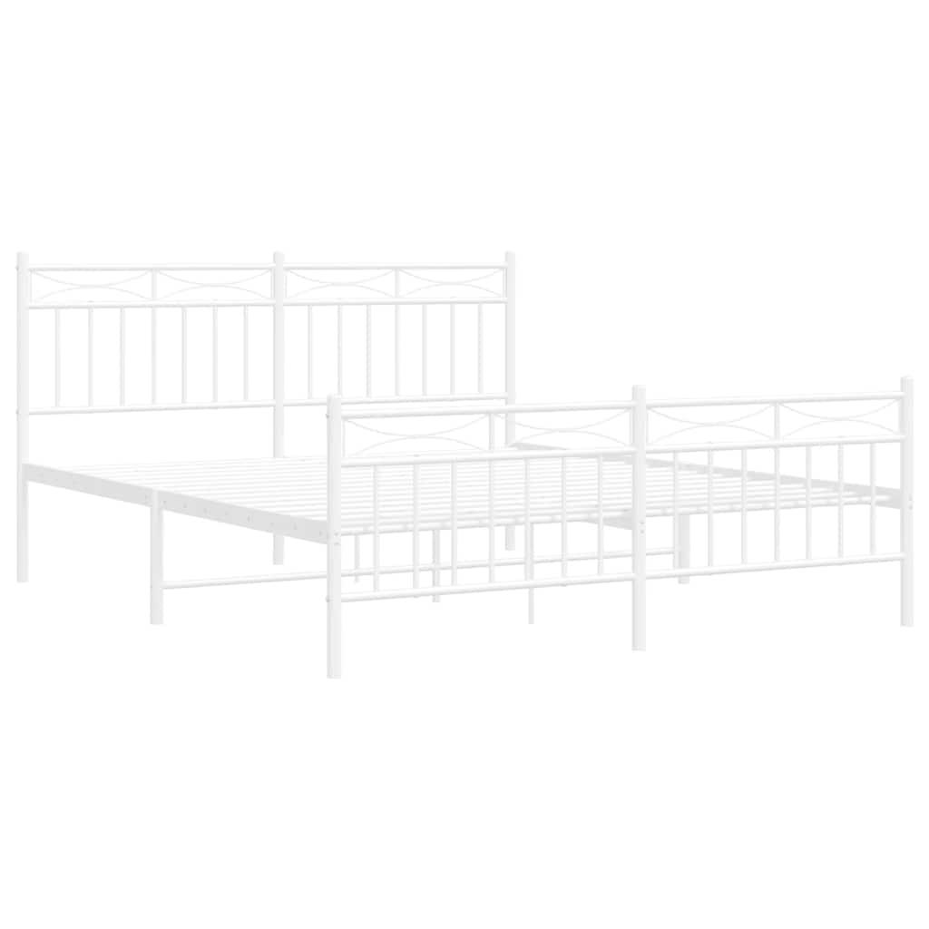 Metal Bed Frame without Mattress with Footboard White 150x200 cm