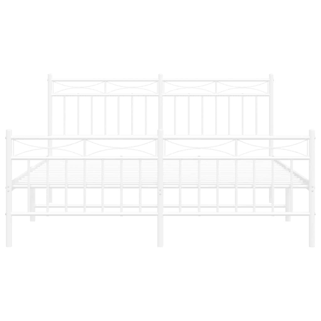 Metal Bed Frame without Mattress with Footboard White 150x200 cm