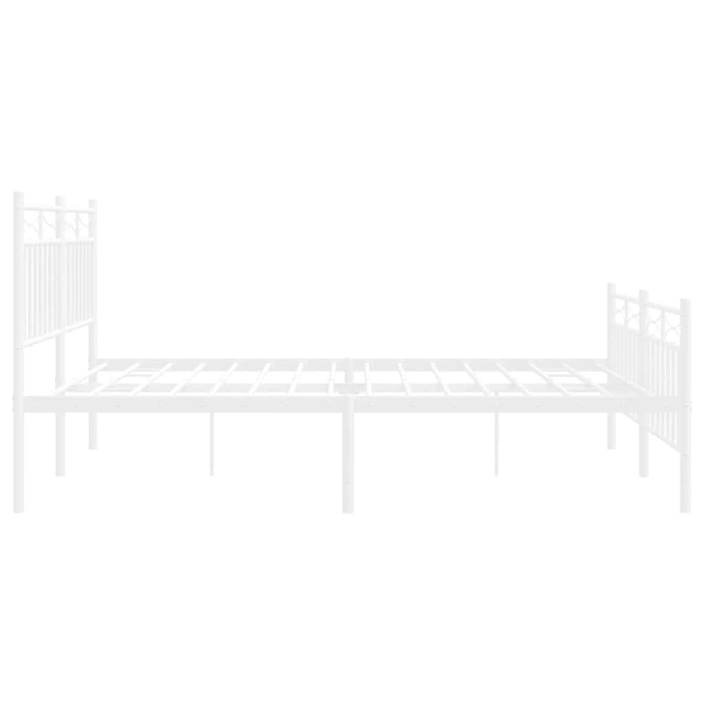 Metal Bed Frame without Mattress with Footboard White 150x200 cm
