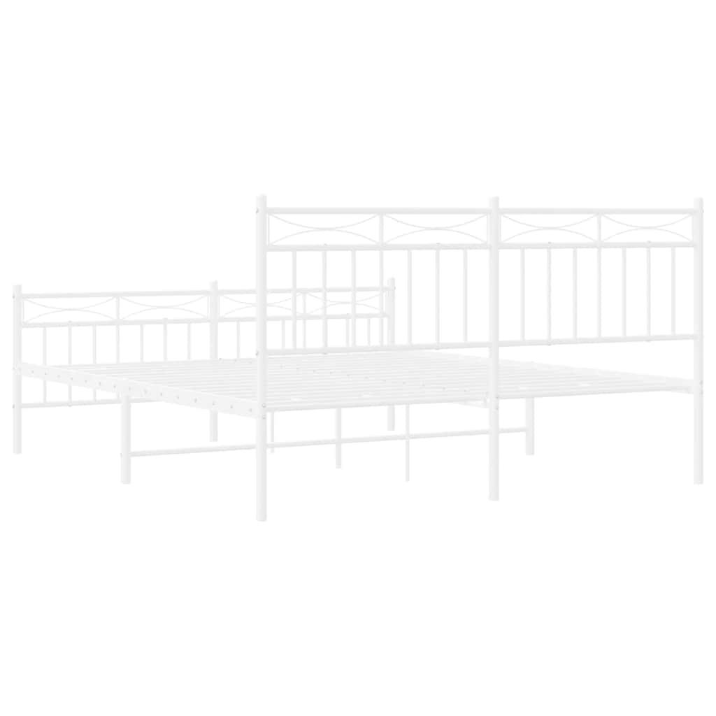Metal Bed Frame without Mattress with Footboard White 150x200 cm