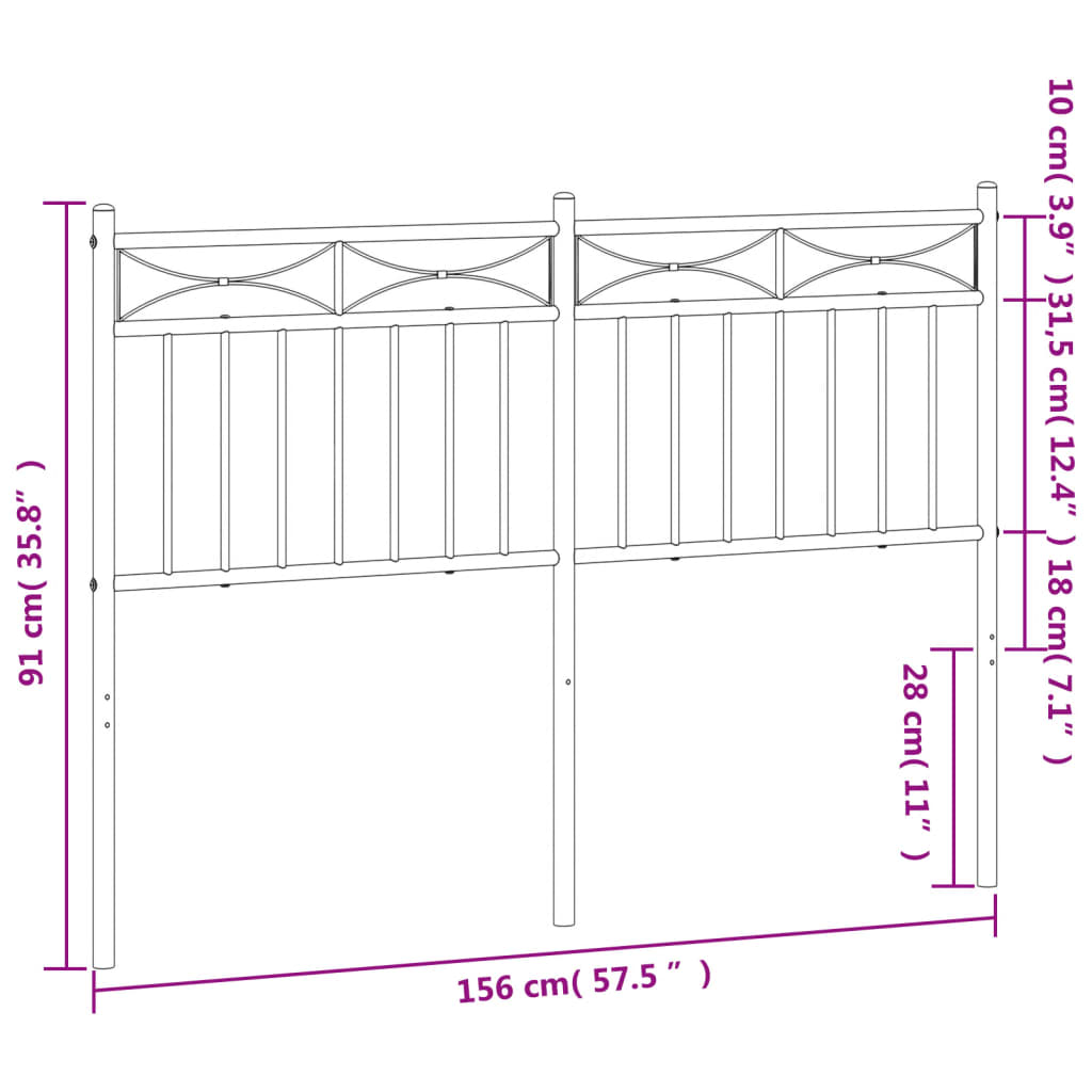 Metal Headboard White 152 cm Queen