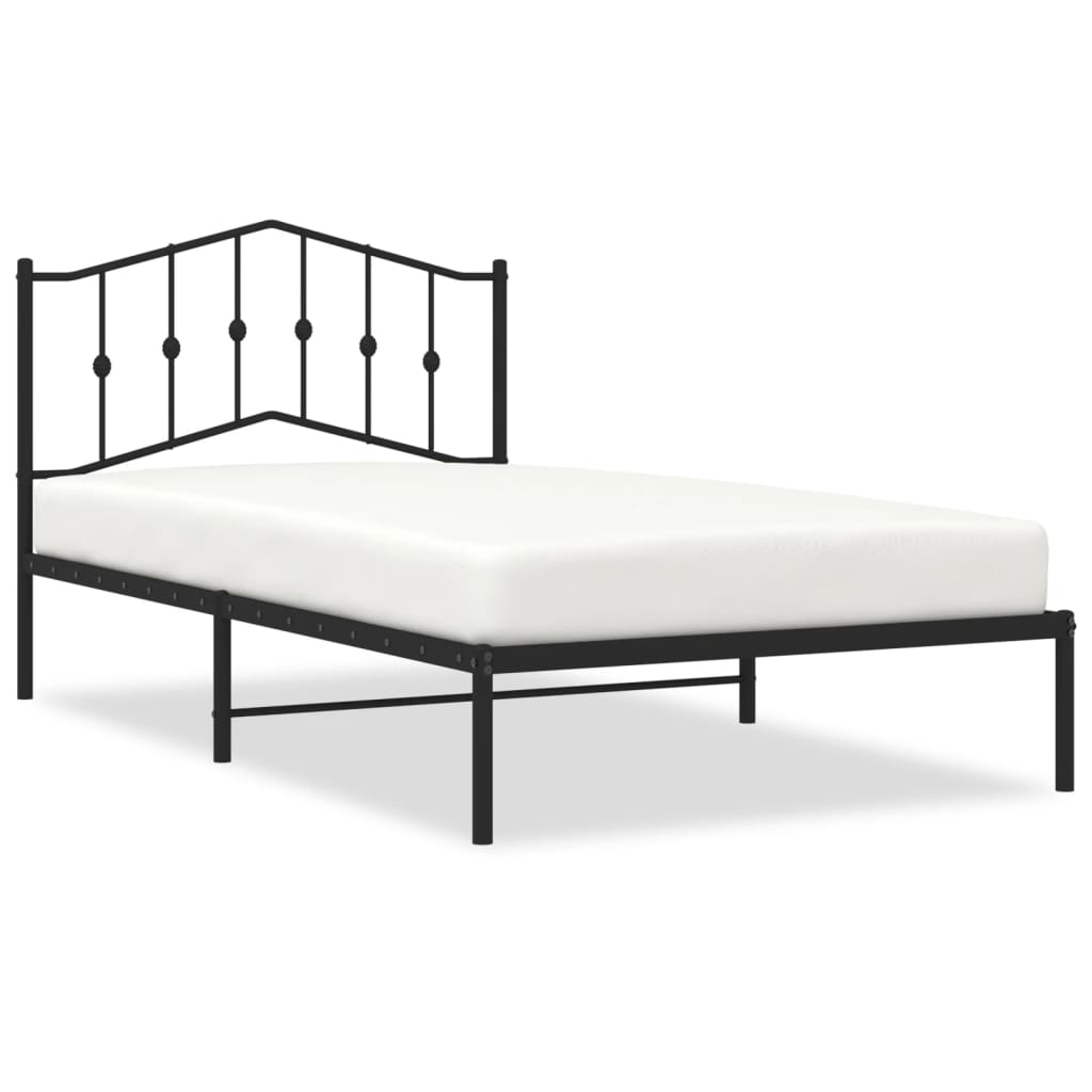 Metal Bed Frame without Mattress with Headboard Black 107x203 cm King Single