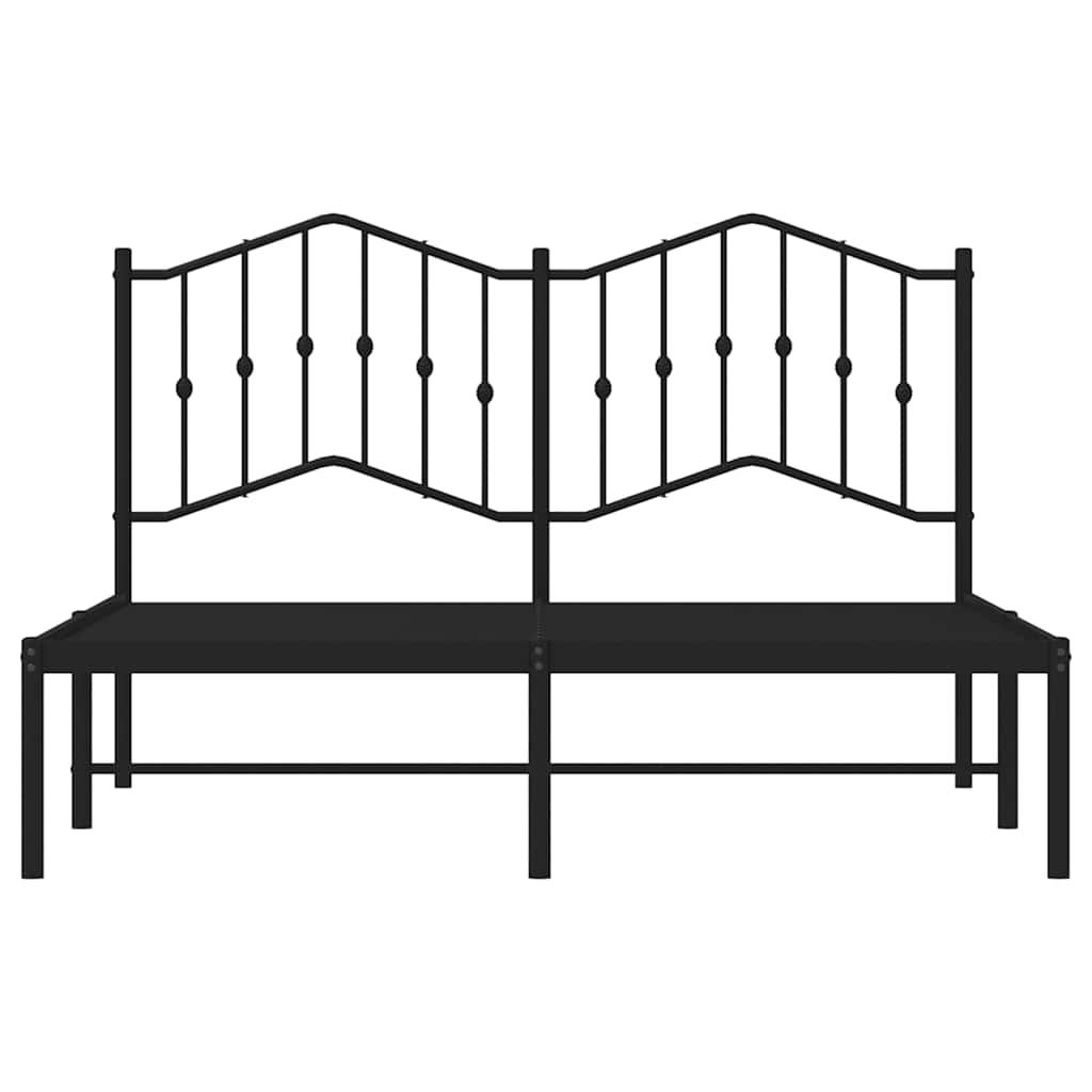 Metal Bed Frame without Mattress with Headboard Black 135x190 cm