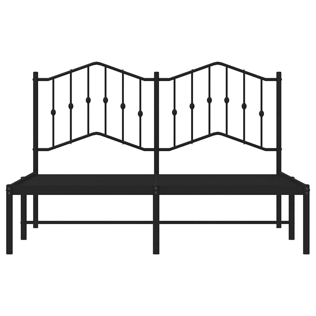 Metal Bed Frame without Mattress with Headboard Black 150x200 cm