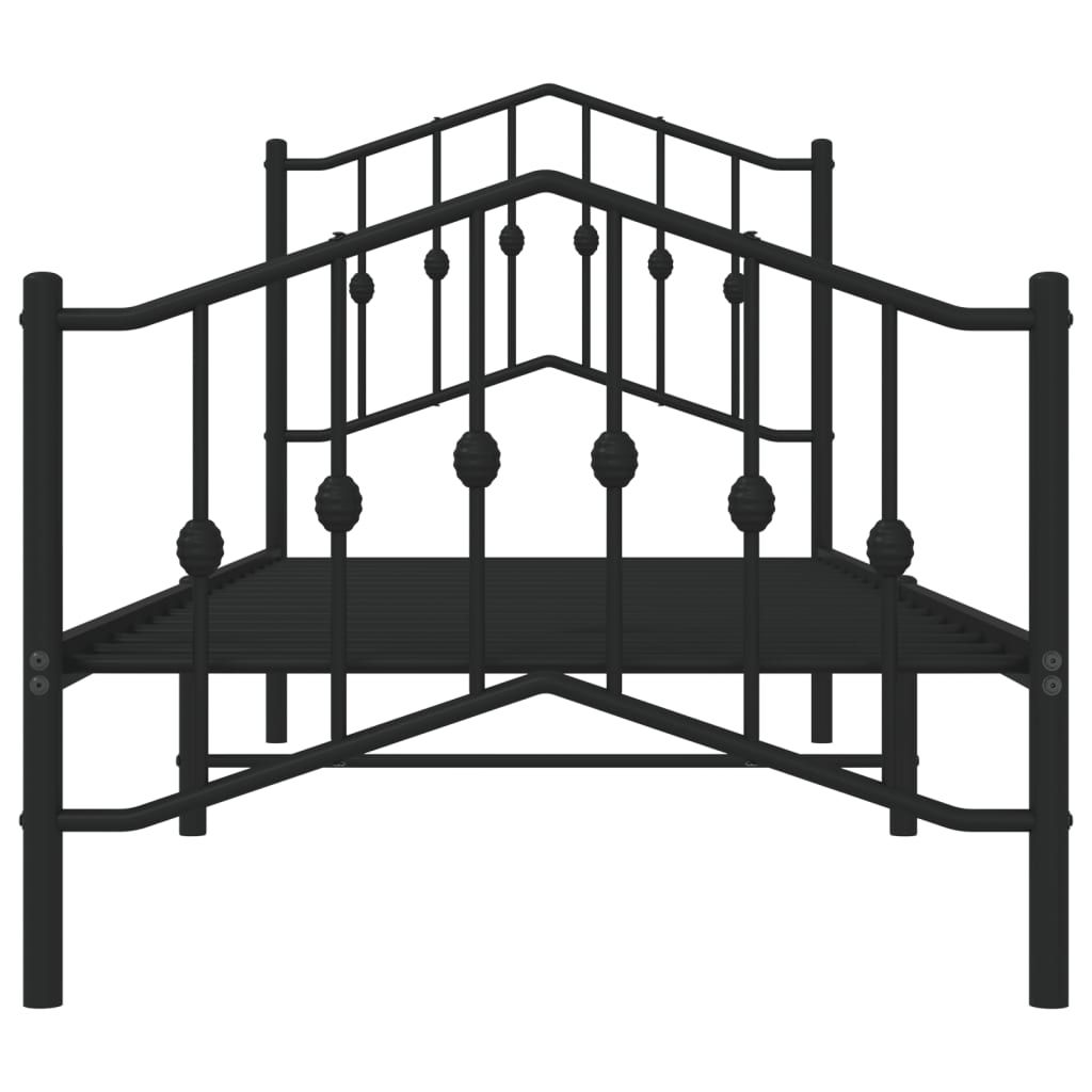 Metal Bed Frame without Mattress with Footboard Black 90x190 cm