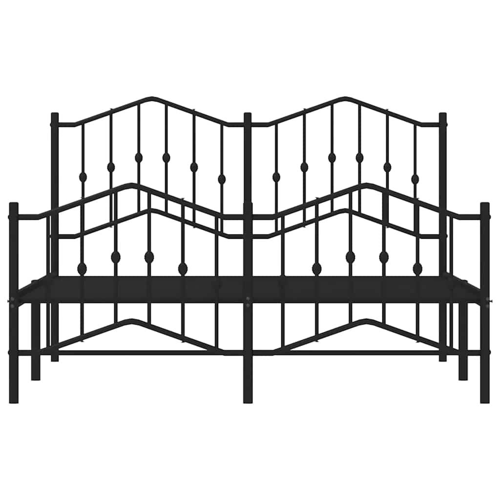 Metal Bed Frame without Mattress with Footboard Black 135x190 cm